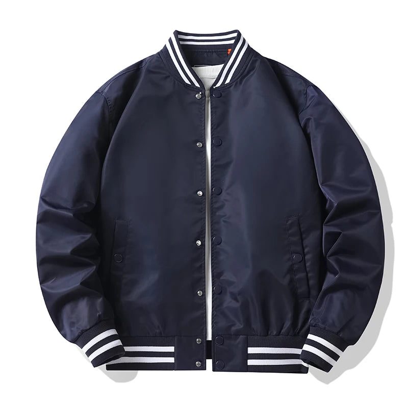 Men's Varsity Jacket Spring Fall Solid Korean Fashion Loose Bomber