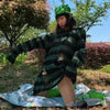 Punk Gothic Long Unisex Sweater Summer Women Striped Cool Hollow Out Hole