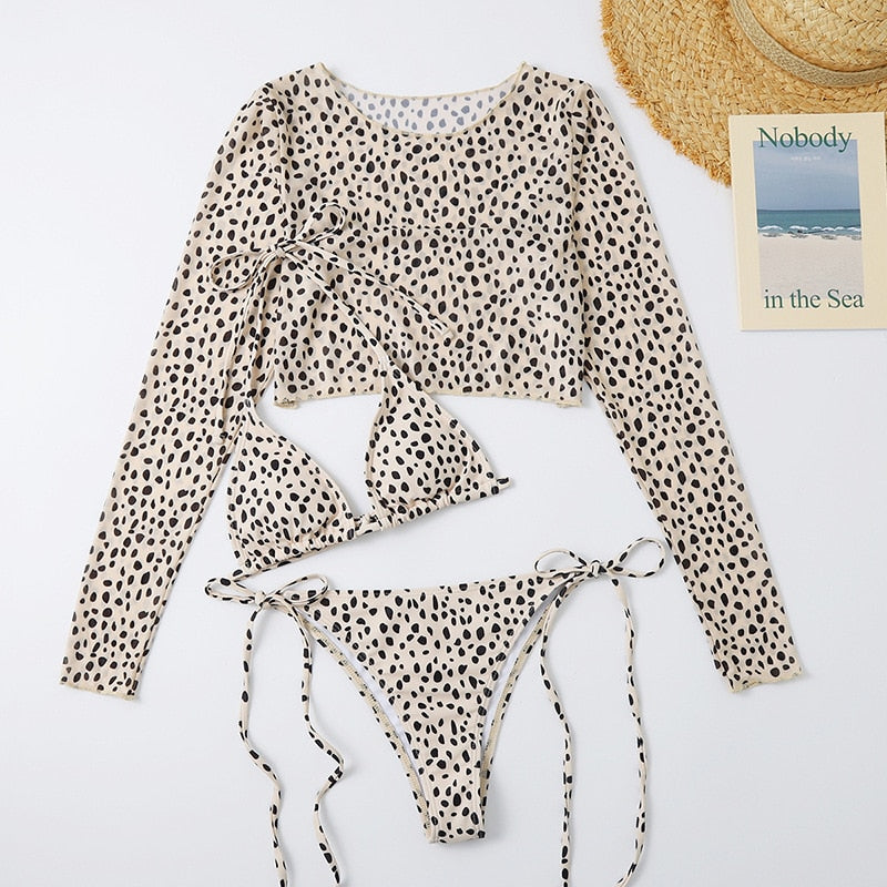 Leopard Women's Swimsuit Halter Micro Bikini Top Separately Brazilian Low Waist Beachwear