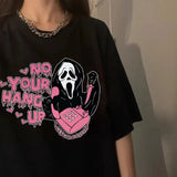 Harajuku Y2K Chic Graphic Horror Film Tee for Couples