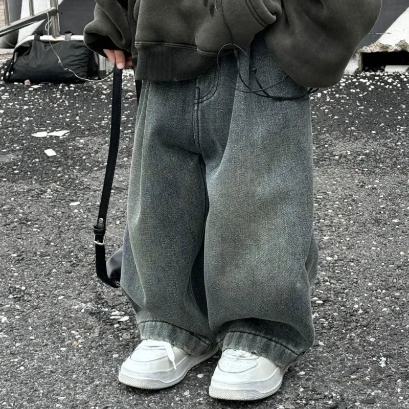 Winter Plush Kids Pants for Boys Lining Thicken Denim