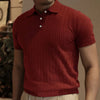 2024 Summer Knit Men's Polo Shirt Business Casual Striped Lapel Short Sleeve