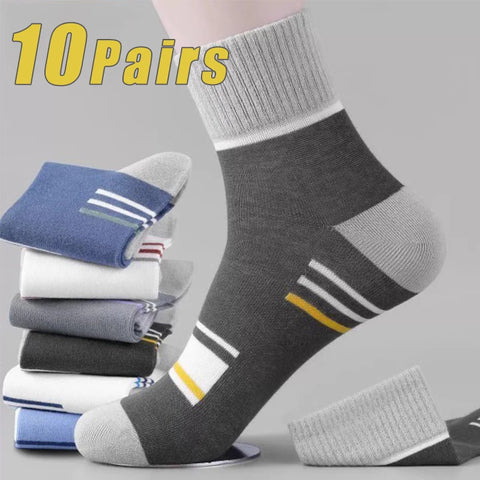 10 Pairs High-Quality Cotton Short Socks - Breathable Summer Ankle Sports Socks