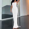 Backless Spaghetti Strap Fishtail Maxi Dress