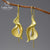 Gold Long; Hanging New Calla Lily Flower Dangle Earrings