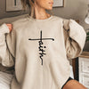 Faith Cross Hoodie Christian Women Crewneck Sweatshirt
