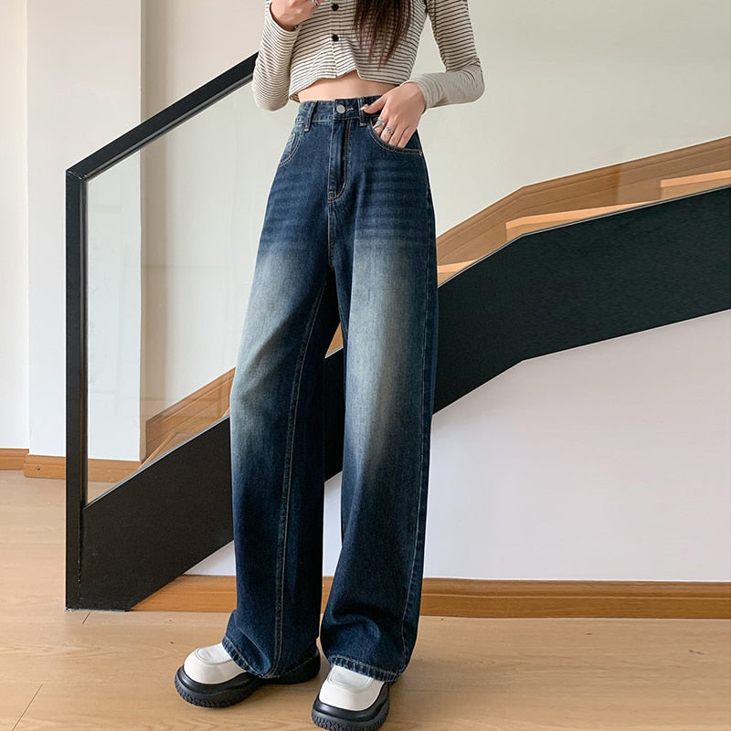Autumn Y2K Wide Leg Jeans High Waist Vintage Korean Street Style Woman's Pants