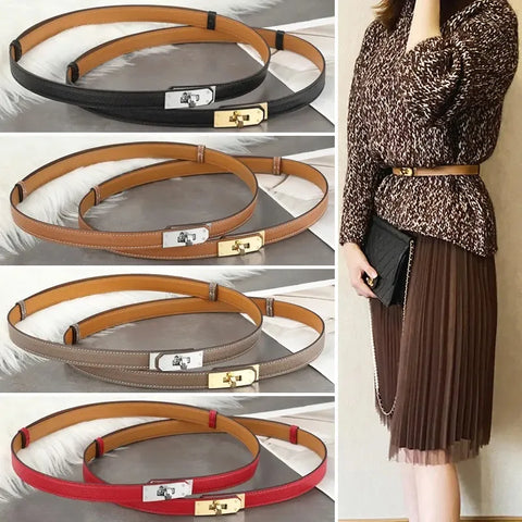 Designer Genuine Leather Belt Women Elegant Dress