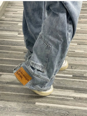 Fashion American Retro Baggy High Waisted Jeans Women High Street Denim Pants