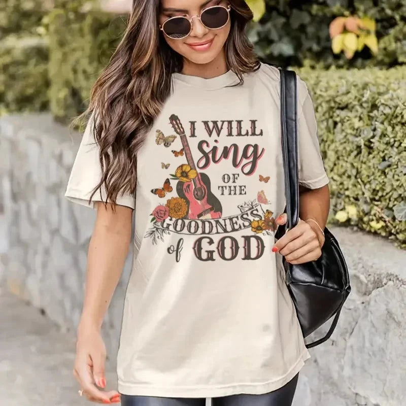 Women Vintage Boho Guitar Bible Verse Faith T-Shirt