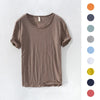 100 Cotton Retro Raw Edge T-shirt Lightweight Breathable Slim-fit