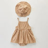 Baby Girls Jumpsuit+Hat Sleeveless Cotton Plaid Toddler Baby Girl Dress Romper