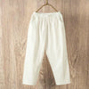 Women Casual Loose Harem Elastic Waist Cotton Linen Pants Ninth Trousers