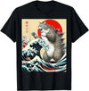 Catzilla Cat Japanese Art Funny Cat Gifts for O-Neck Short Sleeves