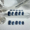 Dark Blue Glitter Press-On Cat Eye Nails