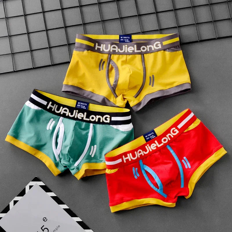 3Pcs/Set Cotton Panties For Men Trendy U Convex Design Boxer Shorts