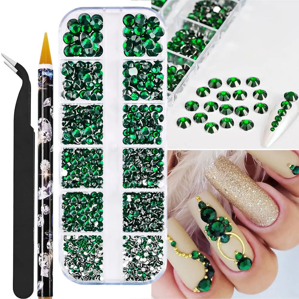 Emerald Green Nail Art Rhinestones