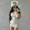 Y2K Retro Lace Spaghetti Strap Black Bodycon Dress