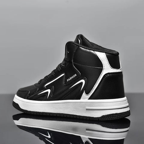 High-top Casual Basketball Sneakers Non-slip Leather Sports Shoes for Men