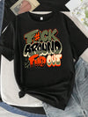 Around letter pattern round neck women T-shirt short sleeve