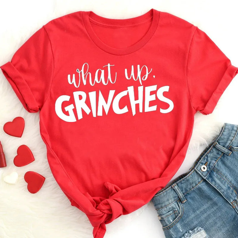 What Up Grinches Christmas Y2K Streetwear Top T-Shirt