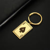 Punk Lucky Ace of Spades Keychain Stainless Steel Pendant