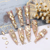 Gold Nail Rhinestone 12 Grids Multi-Shaped Flat Back Gemstones 3D