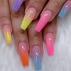 Colorful Glossy Acrylic Press On Nails Long Coffin Tips