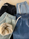 Winter Men's Jeans Fleece Liner Thick Straight