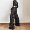 Punk Black High Waist Trousers Baggy Mopping Pants For Women Hip Hop