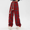 Harajuku Oversize Red Plaid Pants Women