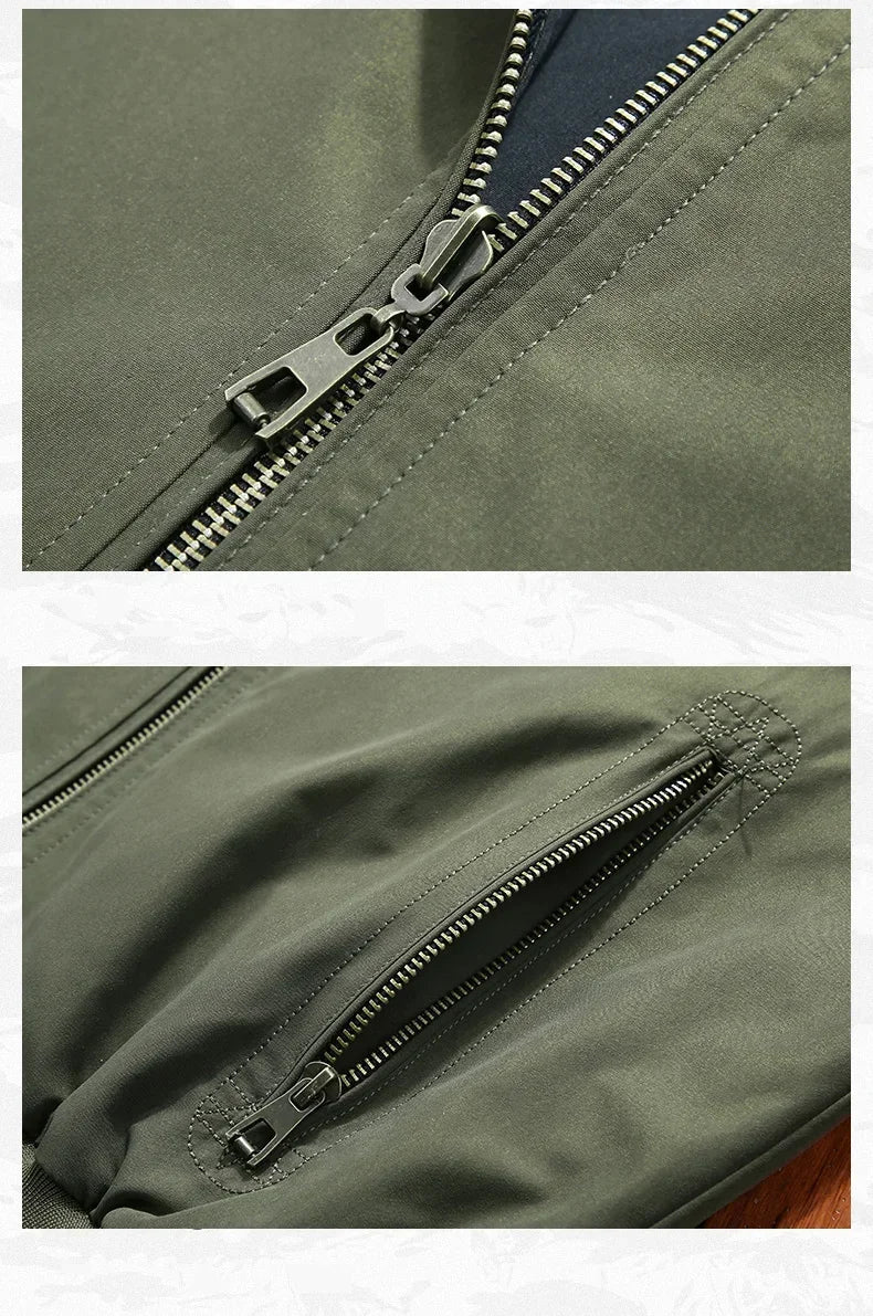 Windbreaker Double-sided Wear Jackets Men Baseball Pilot Bomber