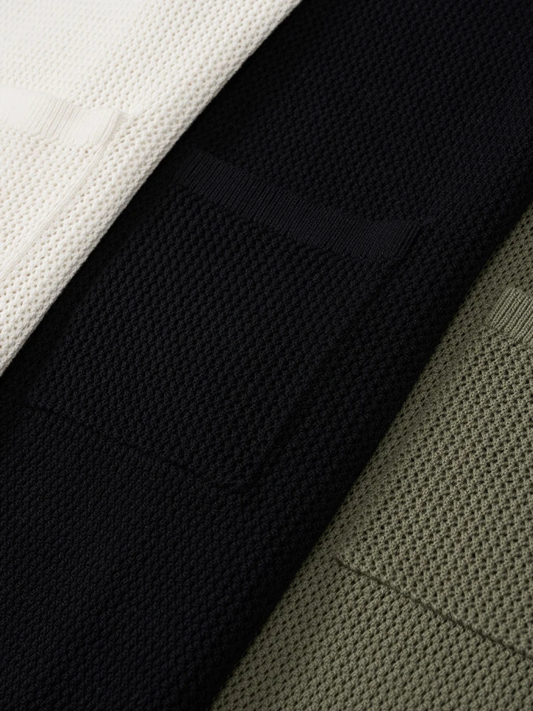 2024 Knitted Tops Men Breathable Chest Pockets T-shirts
