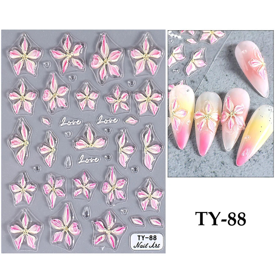 Elegant 3D Sakura Flower Nail Stickers