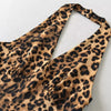 Sleeveless V-NeckHalter Leopard Print Mini Dress