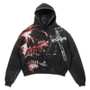 Gothic skull pattern printed hoodie retro high street y2k