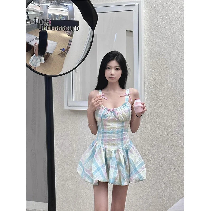 Aesthetic Plaid Mini Dress
