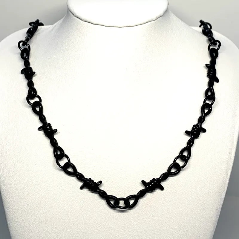 Gothic Punk Choker: Iron Wire Necklace with a Touch of Iron Heart