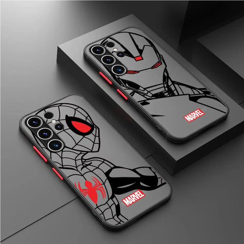 Shockproof Case Samsung Galaxy Marvel Spiderman Iron Man S22-S24 FE Ultra