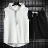 Men's oversized tracksuit, sleeveless hooded T-shirt, shorts, sports vest