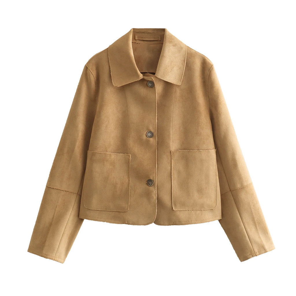 Women's 2024 Casual Lapel Suede Jacket