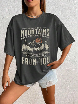 Soft Short Sleeve Tshirt Women Fashion Graphic Sunset Top