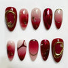 Metallic Red Gradient Nail Art
