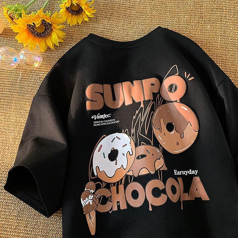 Cartoon doughnut short sleeved T-shirts casual versatile top clothes