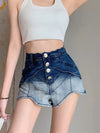 High Waist Retro Streetwear Gradient Denim Shorts
