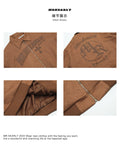 American vintage embroidered suede lapel jacket veste de baseball homme