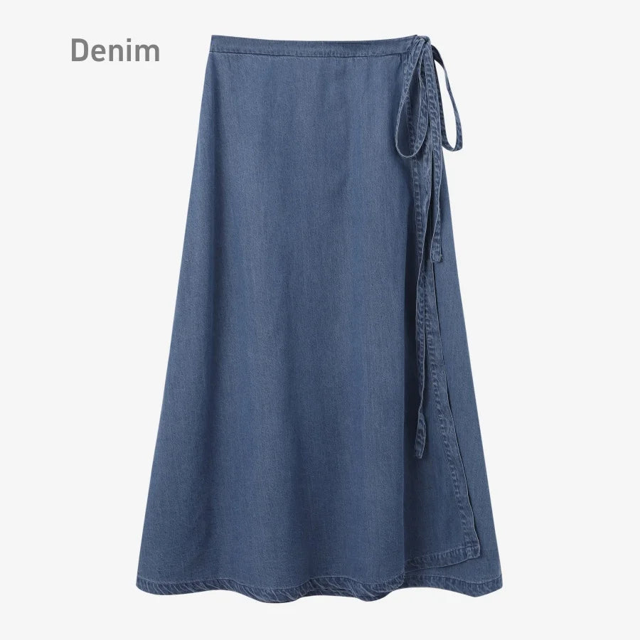 summer woman  linen one pieces  wrap skirts adjustable waist 2cm skirt