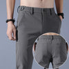 Men's casual pants, semi elastic waistband, nylon ice silk elastic straight tube