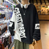 Fashion O-Neck Spliced Casual Printed Letter Sweatshirts Men's Clothing 2024