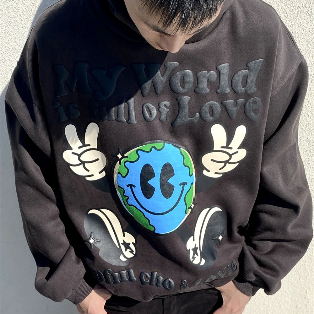 Urban Chic: Frog Drift Kanye West Streetwear Hoodie in Earth Foam Print